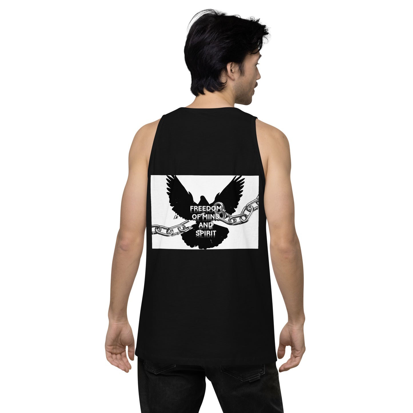 Men’s "Freedom of Mind and Spirit" (design on back) premium tank top