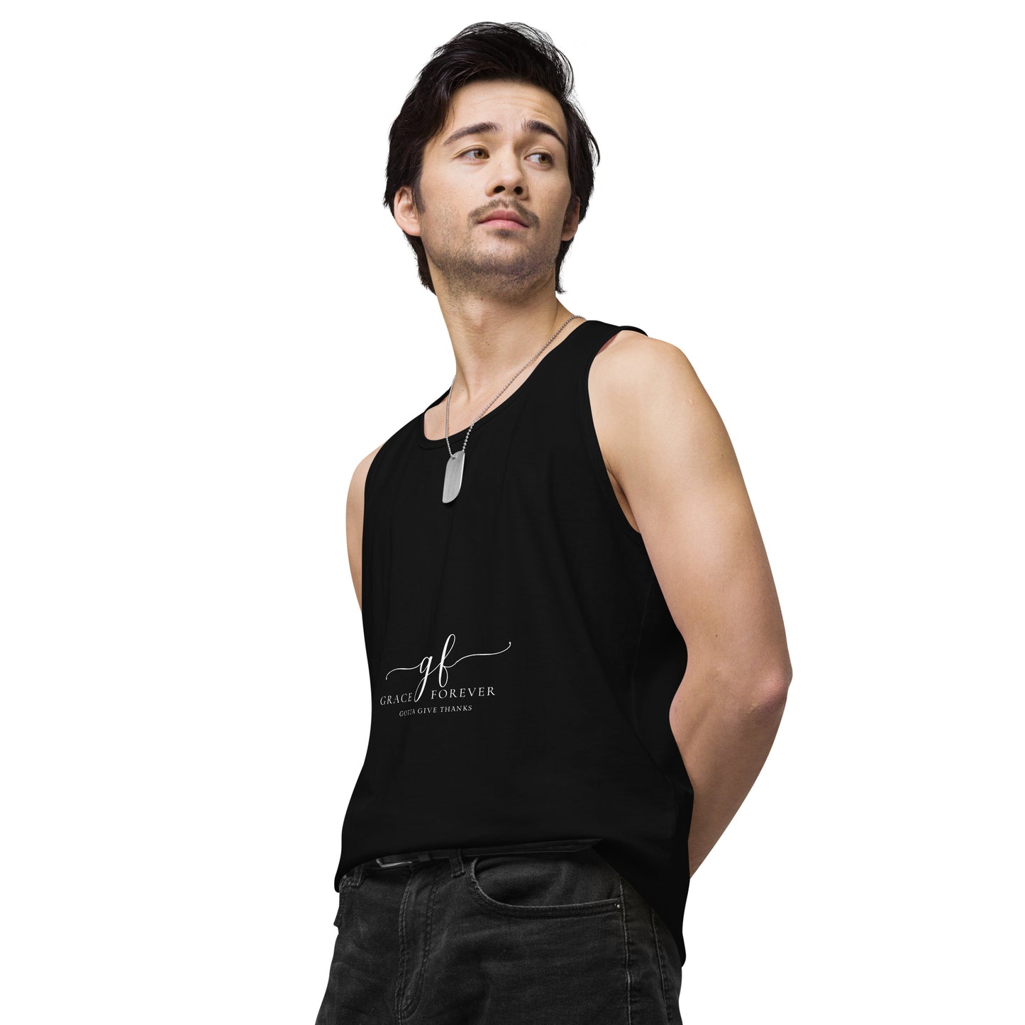 Men’s "Freedom of Mind and Spirit" (design on back) premium tank top