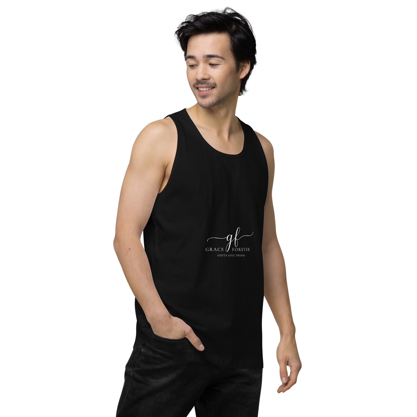 Men’s "Freedom of Mind and Spirit" (design on back) premium tank top