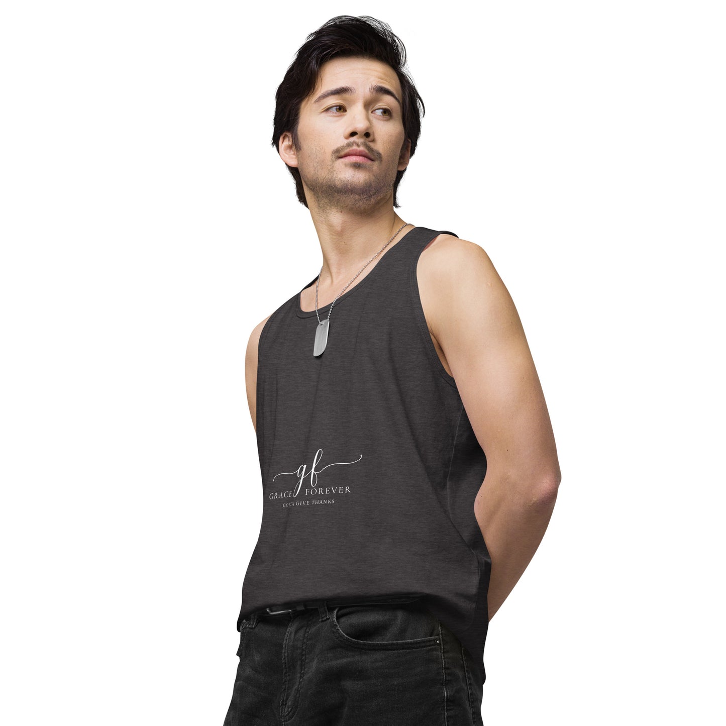 Men’s "Freedom of Mind and Spirit" (design on back) premium tank top