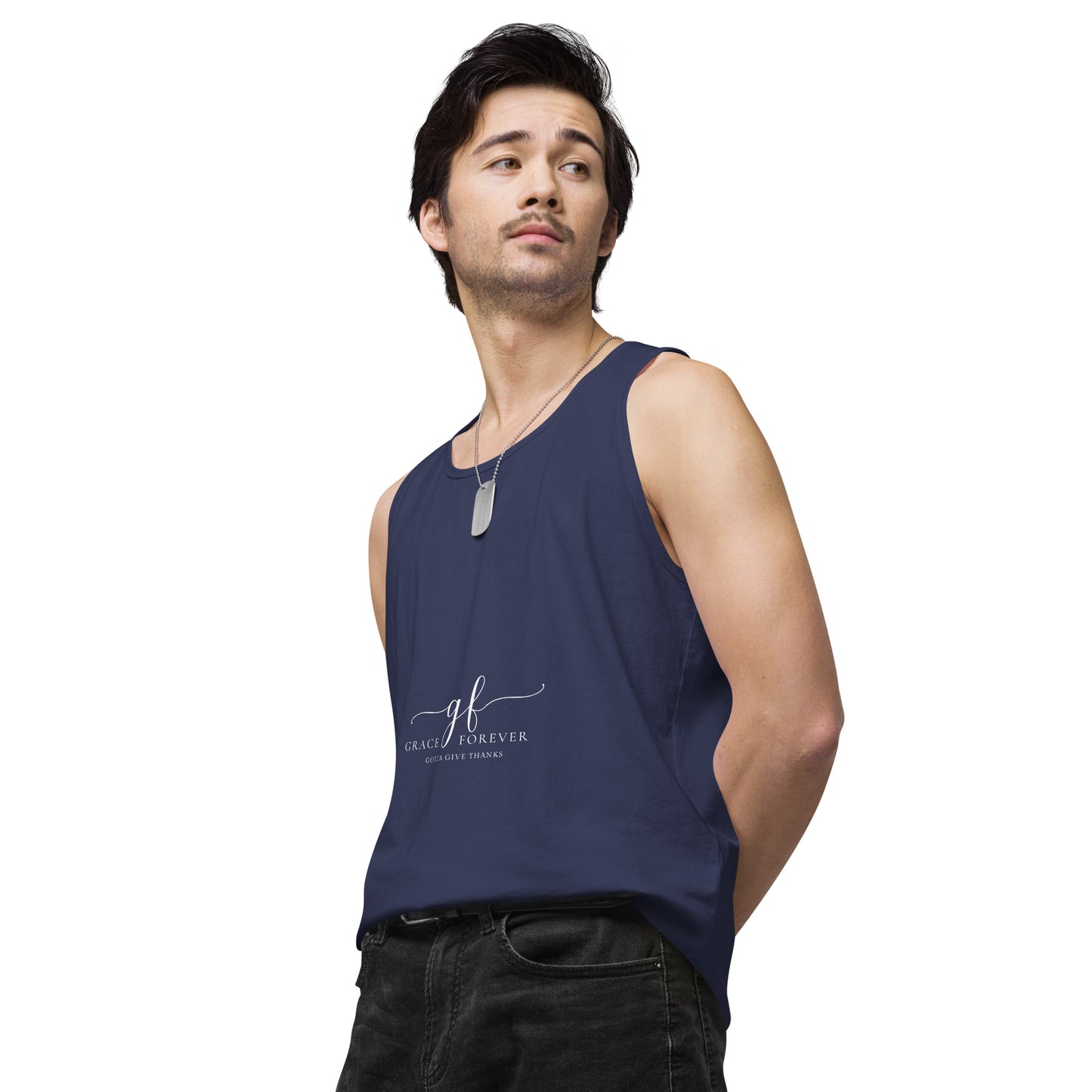 Men’s "Freedom of Mind and Spirit" (design on back) premium tank top