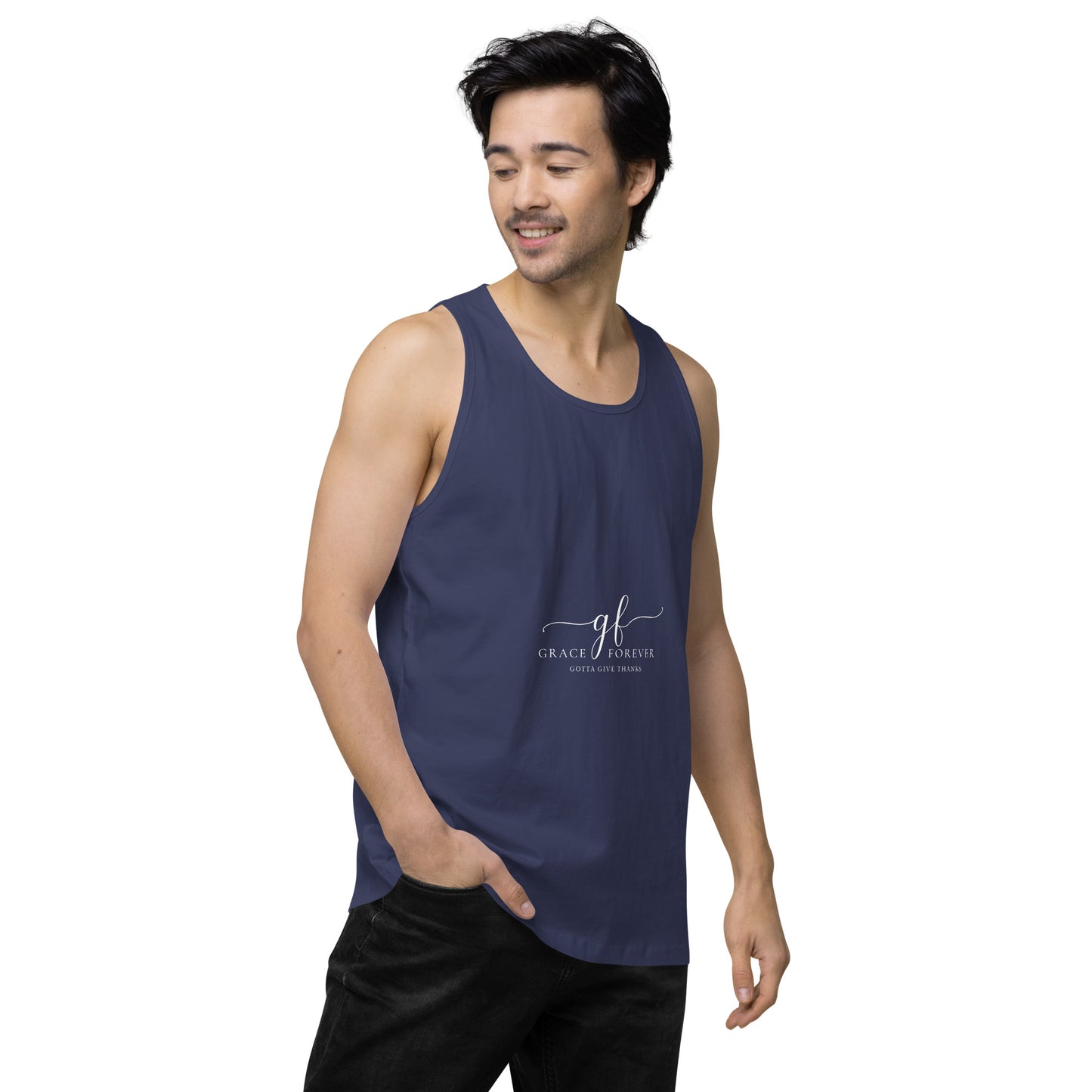 Men’s "Freedom of Mind and Spirit" (design on back) premium tank top