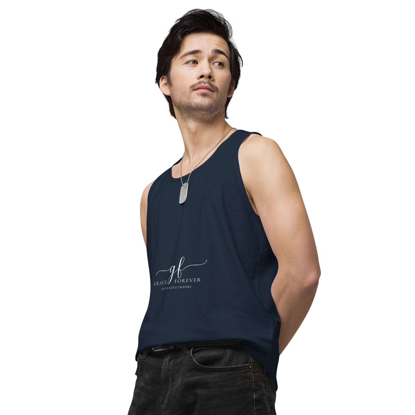 Men’s "Freedom of Mind and Spirit" (design on back) premium tank top