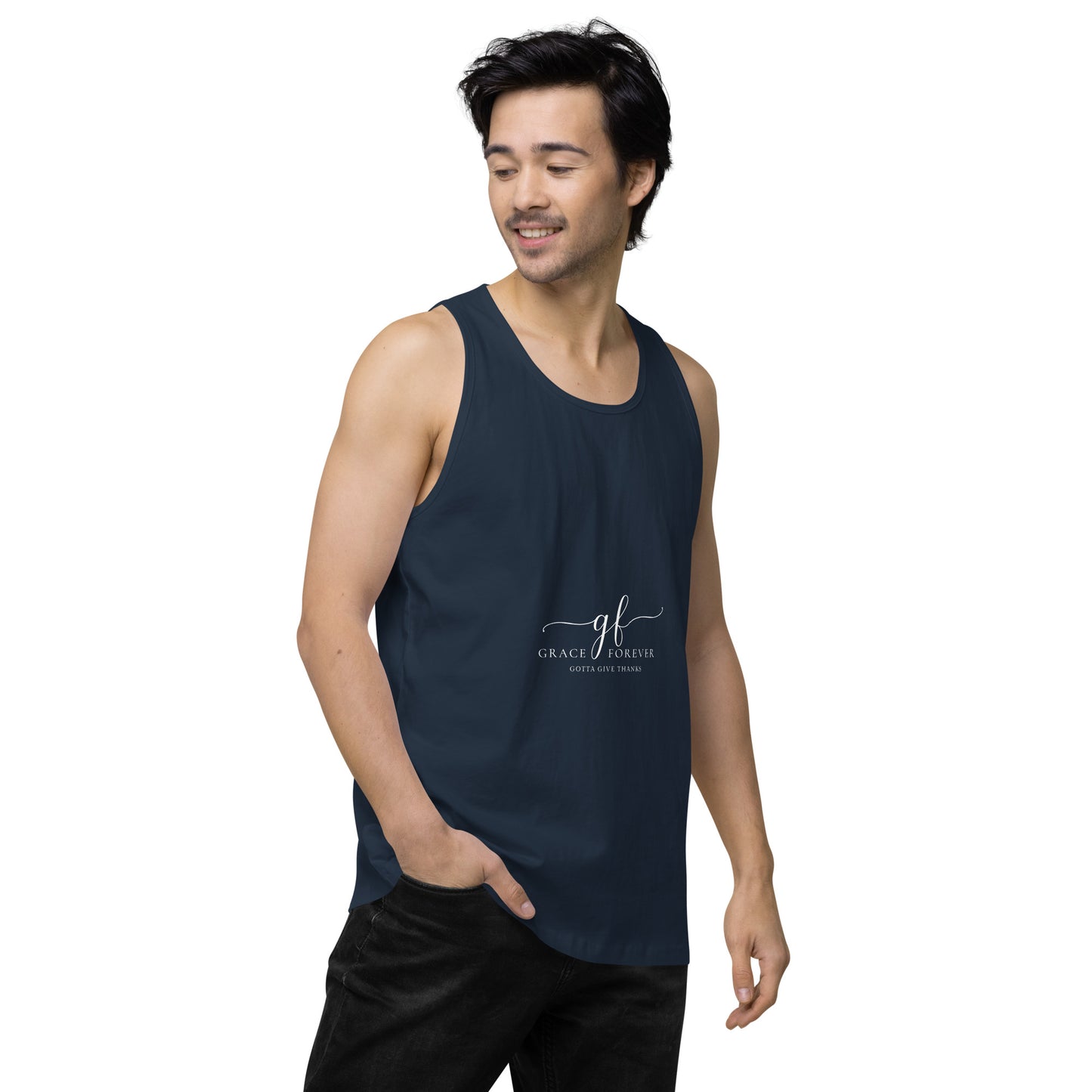 Men’s "Freedom of Mind and Spirit" (design on back) premium tank top