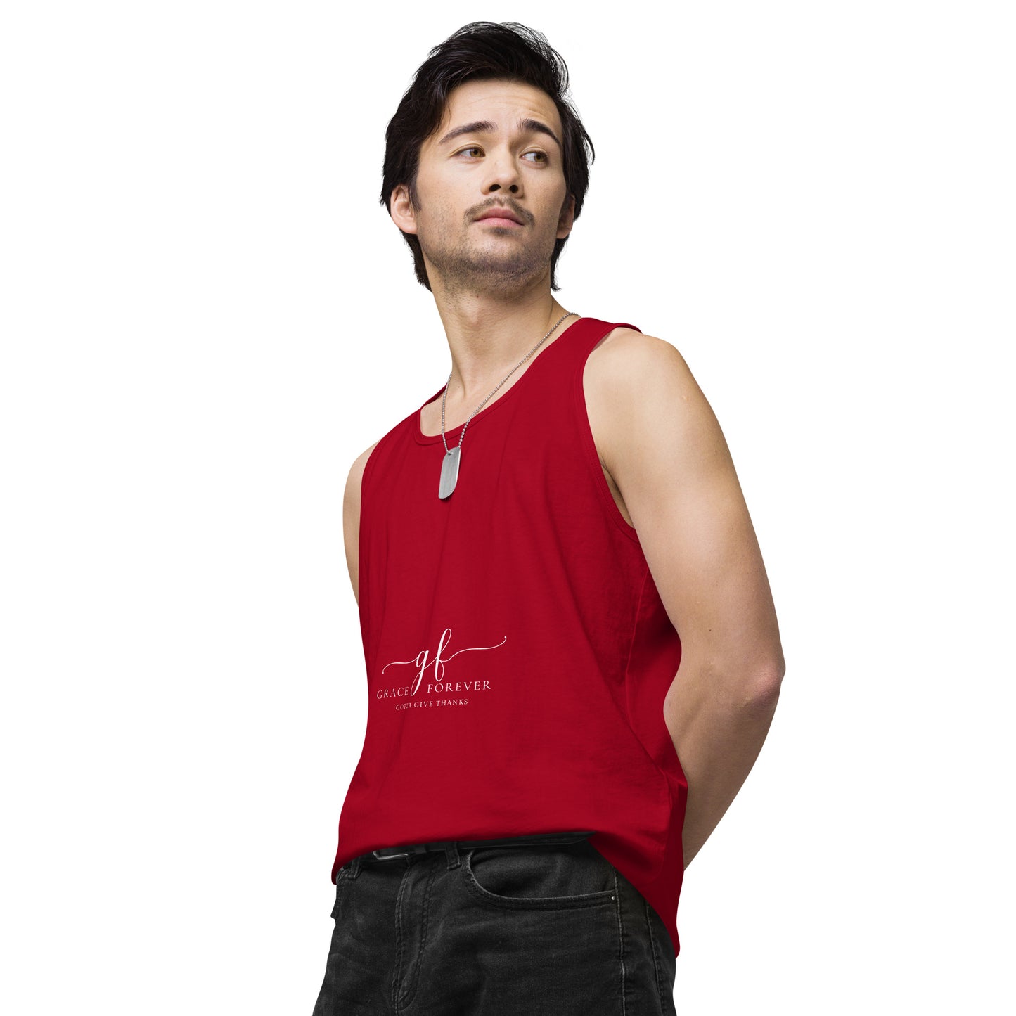 Men’s "Freedom of Mind and Spirit" (design on back) premium tank top