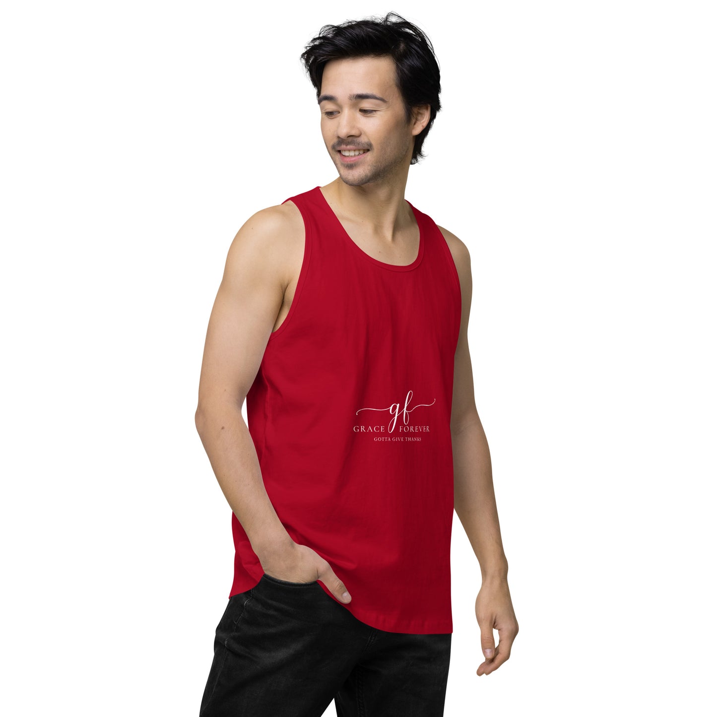 Men’s "Freedom of Mind and Spirit" (design on back) premium tank top