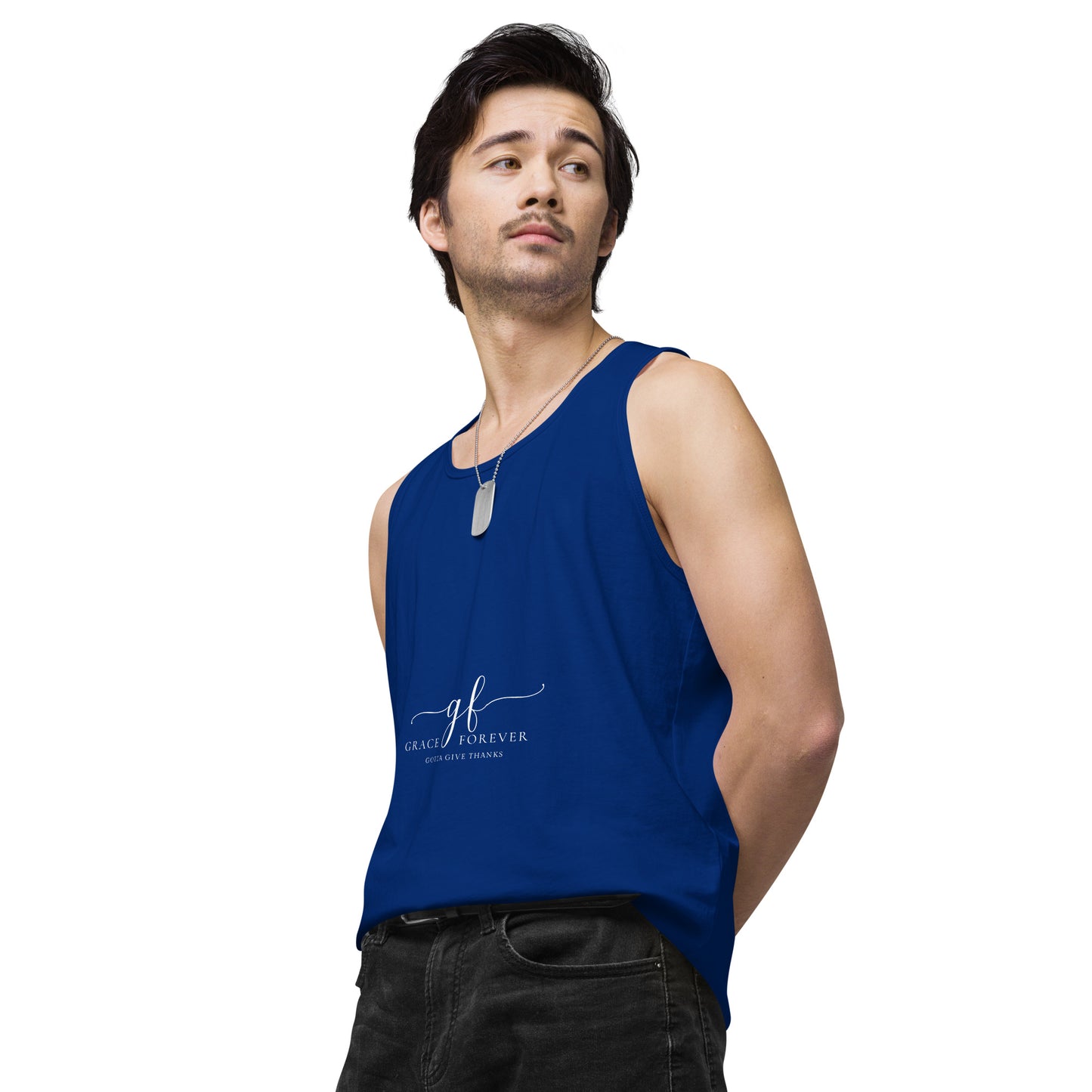 Men’s "Freedom of Mind and Spirit" (design on back) premium tank top