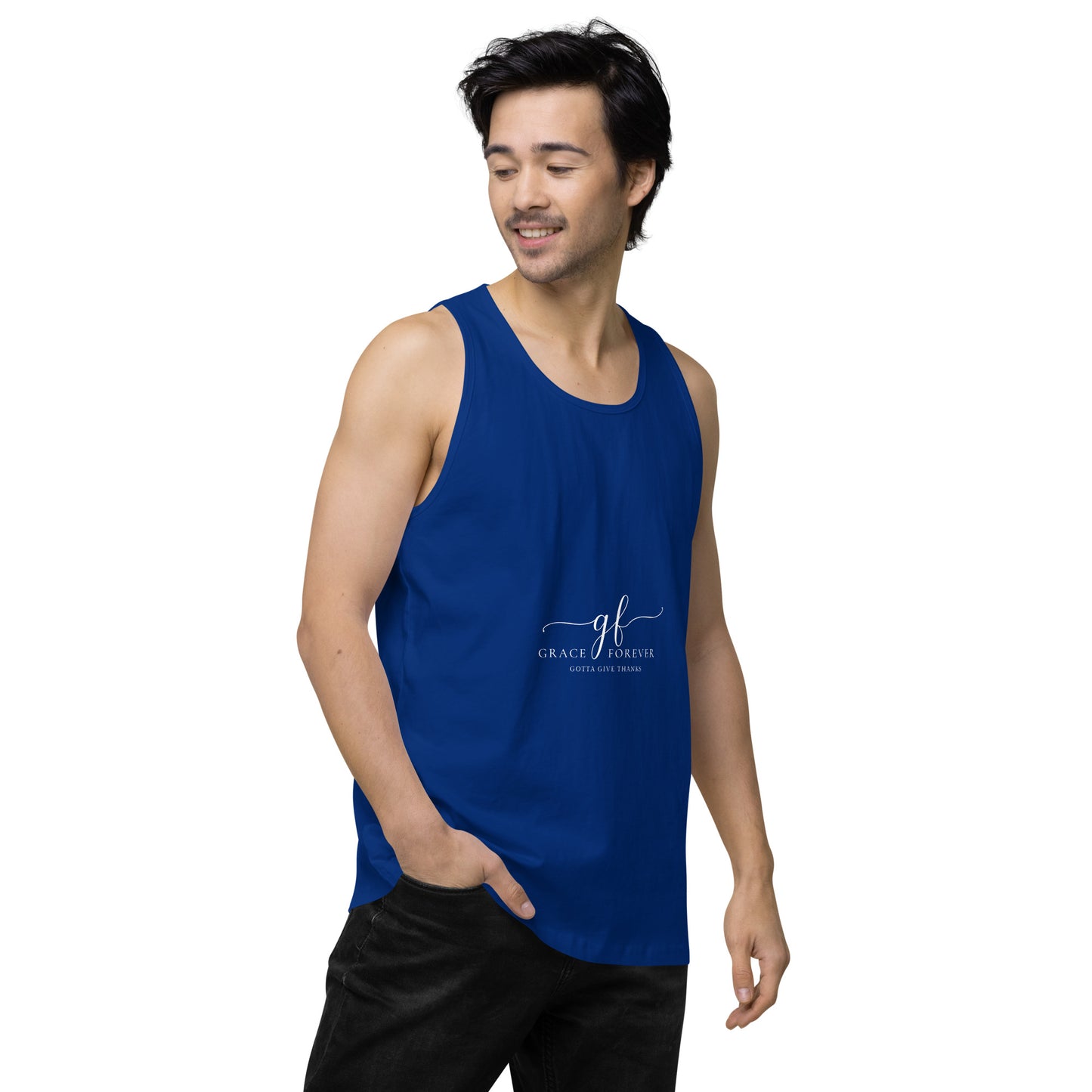 Men’s "Freedom of Mind and Spirit" (design on back) premium tank top