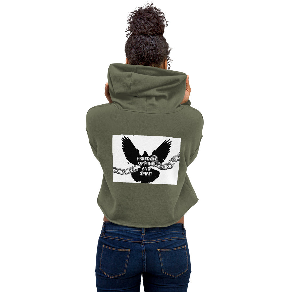 “Freedom of mind and spirit” Crop Hoodie (design on back)