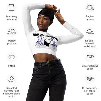 “Free Your Mind” Recycled long-sleeve crop top