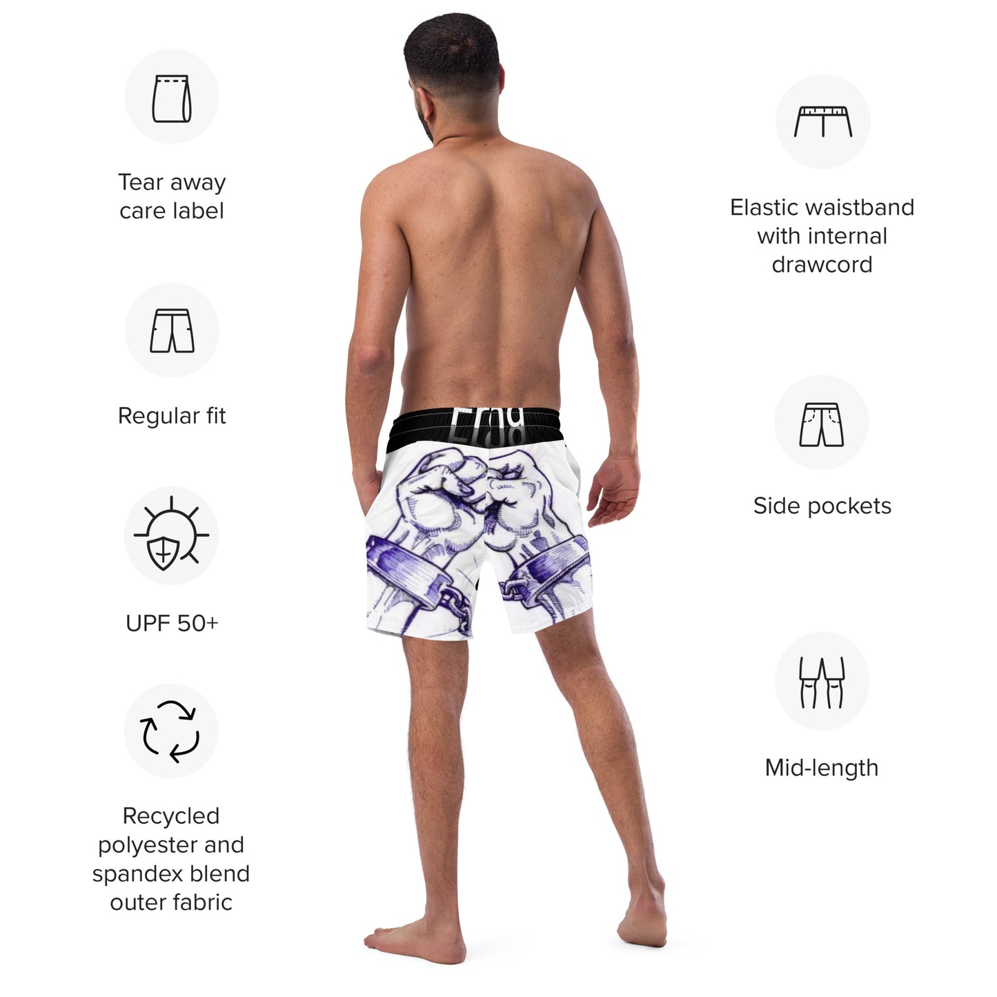 “Free Your Mind” Men's swim trunks