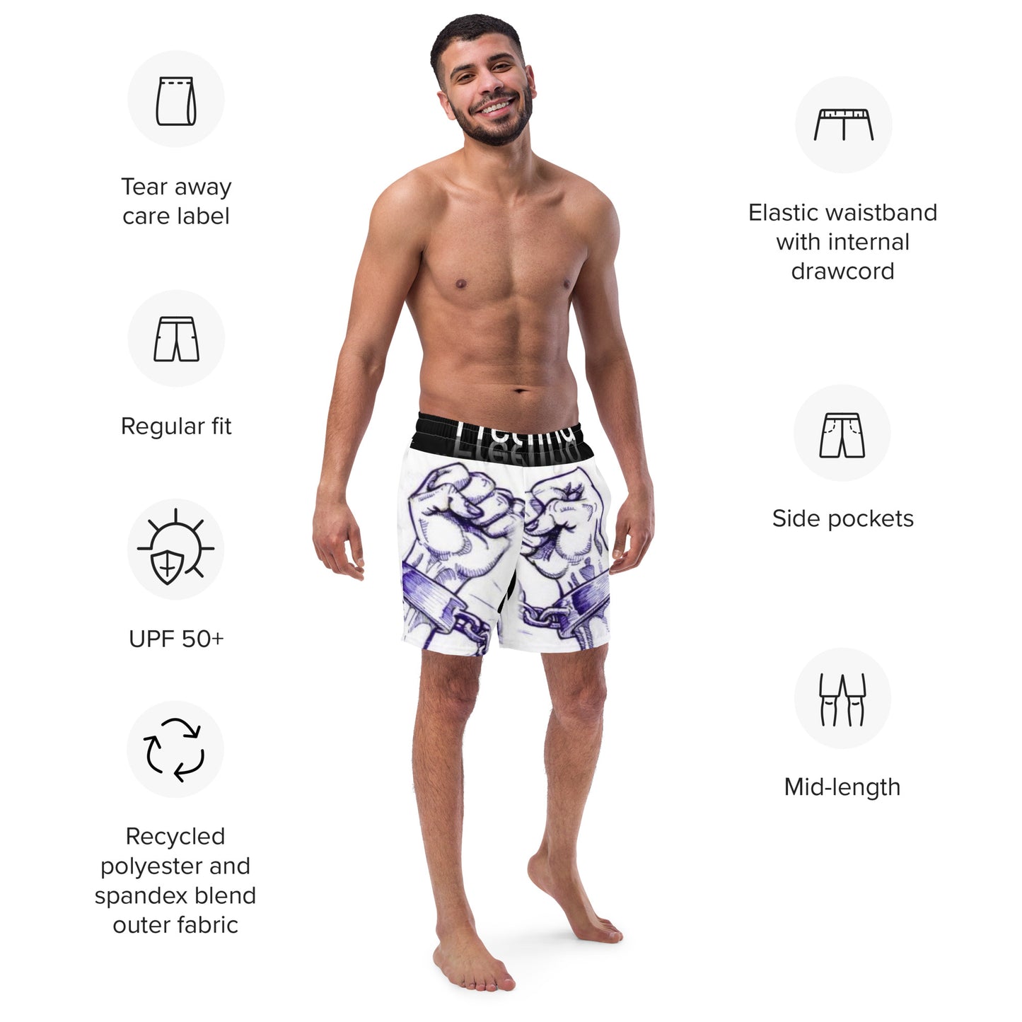 “Free Your Mind” Men's swim trunks