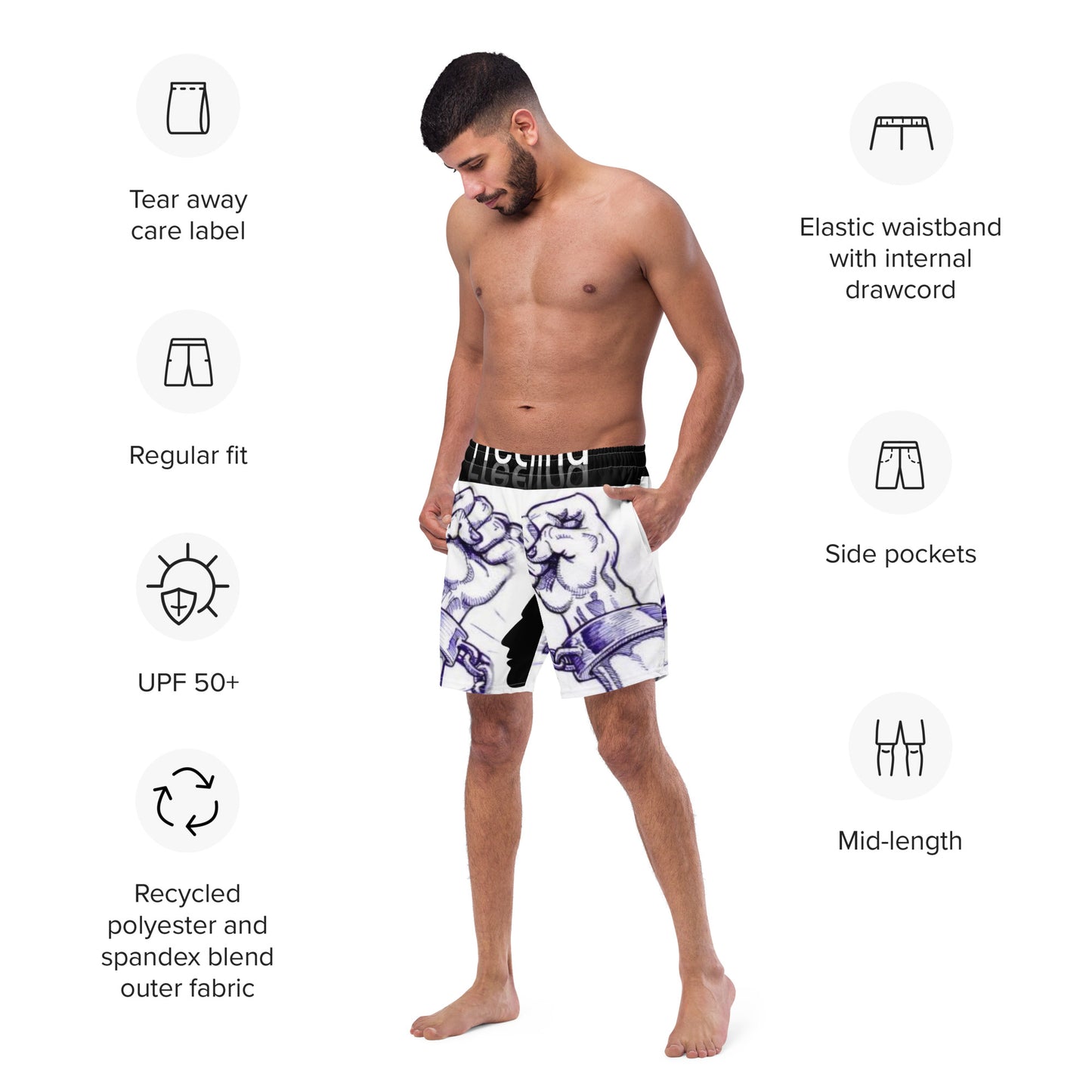 “Free Your Mind” Men's swim trunks